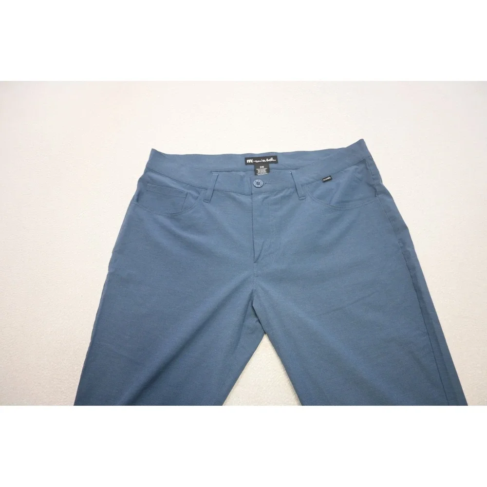 TravisMathew Golf Pants Mens 36 x 32 Blue Wicking Micro Stripe‎ Straight Leg